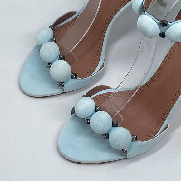 Alaia Bombe 90 Ankle-Strap Studded Suede Leather Sandals size 38 - Picture 7 of 15